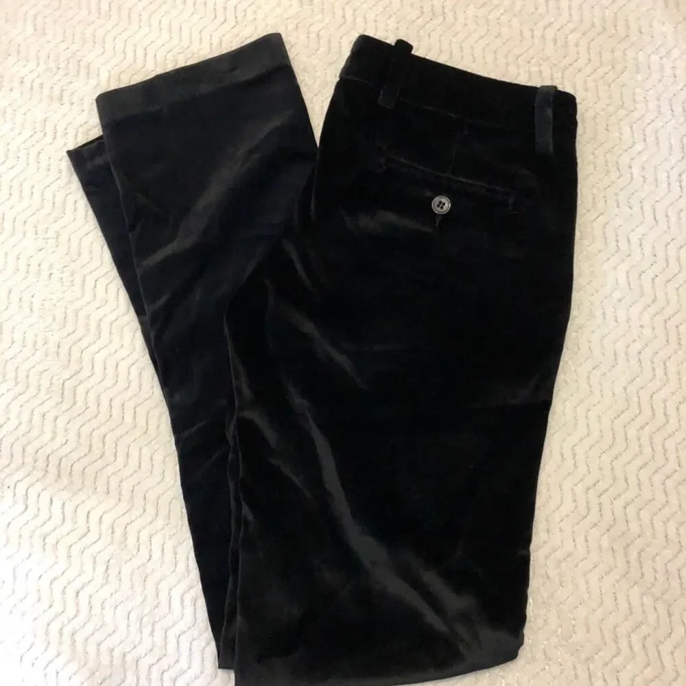 Etiqueta Negra Black Velveteen Straight Leg Pants Womens S Velvet Low Rise